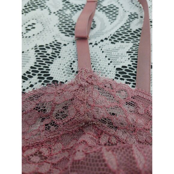 Repaired Upcycled Vintage Mauve / Dusty Pink Lacy Slip Dress - Picture 9 of 16